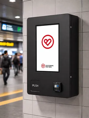 Warenautomat SlimTouch Mini Pro von The Vending Brothers installiert in einem Bahnhof