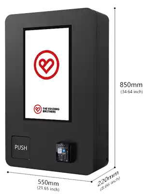 Warenautomat SmartTouch Pro von The Vending Brothers Bild mit Abmessungen