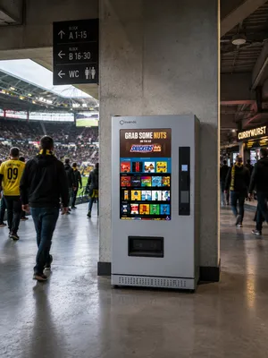 Warenautomat CoolTouch IVM von The Vending Brothers in einem Stadion