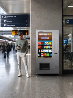 Warenautomat CoolTouch IVM von The Vending Brothers an einem Bahnhof