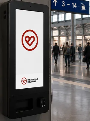 Warenautomat SmartTouch Pro Outdoor von The Vending Brothers installiert in einem Bahnhof