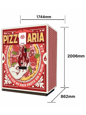 Pizzaautomat TVB von The Vending Brothers mit Abmessungen