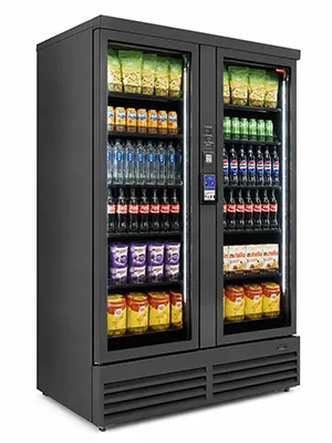 Warenautomat Smart Fridge Ultra von The Vending Brothers Seitliche Ansicht