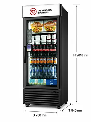 Warenautomat Smart Fridge Pro Freezer von The Vending Brothers Bild mit Abmessungen