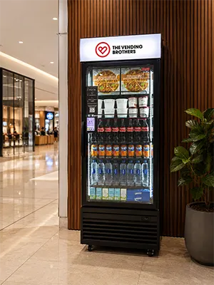 Warenautomat Smart Fridge Pro Freezer von The Vending Brothers installiert in einem Bahnhof