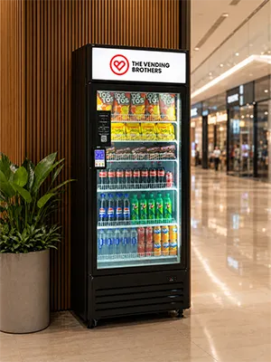 Warenautomat Smart Fridge Max von The Vending Brothers installiert in einem Bahnhof
