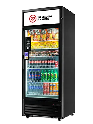 Warenautomat Smart Fridge Max von The Vending Brothers seitliche Perspektive
